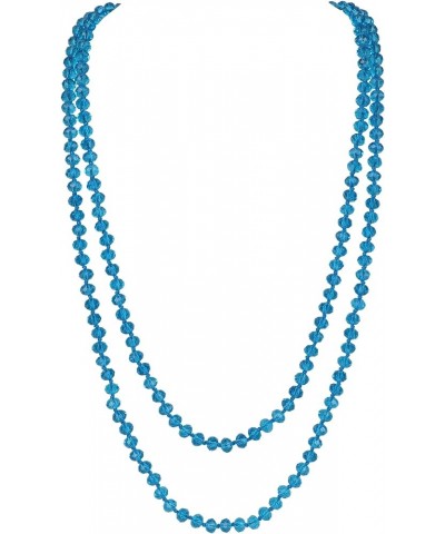 Fashion Beads Rope Knot Long Beaded Necklace Versatile 60" Strand Costume Jewelry for Women and Men Lake Blue $10.46 Necklaces