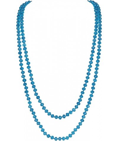 Fashion Beads Rope Knot Long Beaded Necklace Versatile 60" Strand Costume Jewelry for Women and Men Lake Blue $10.46 Necklaces