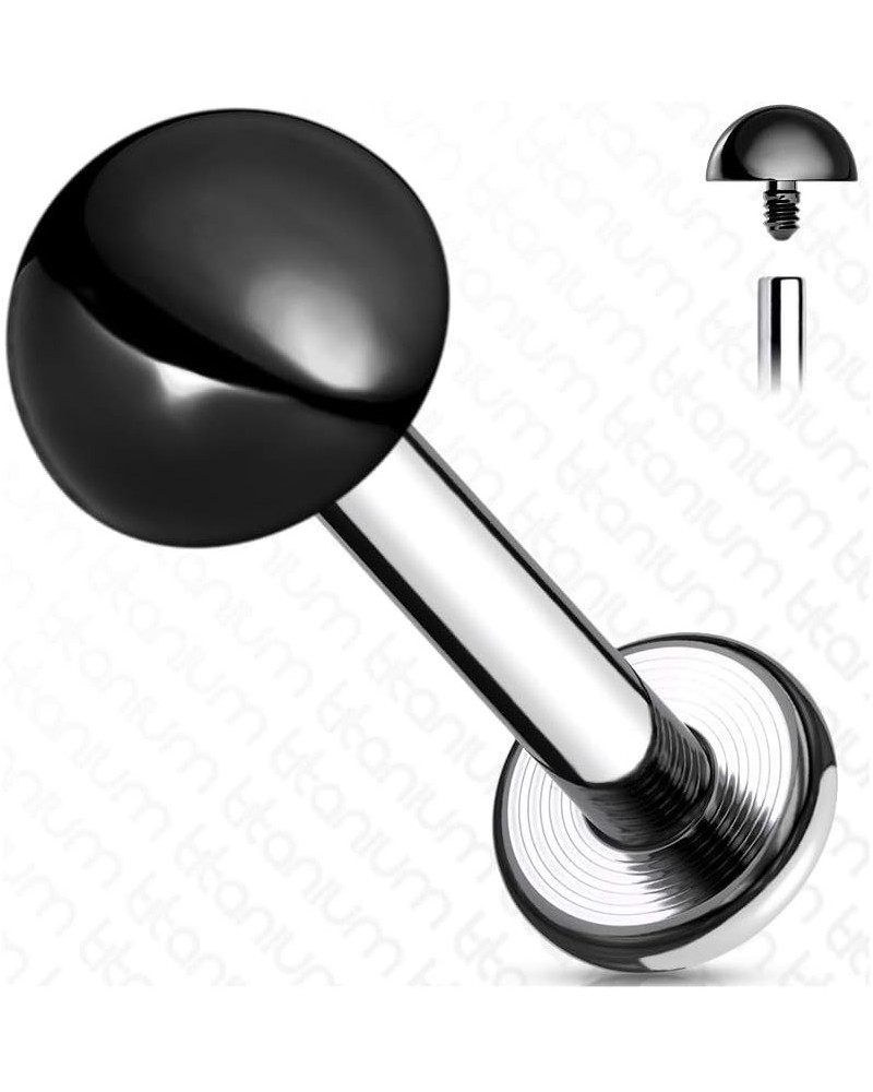 16 Gauge Implant Grade Titanium Internally Threaded Labret with Dome Top (Choose Color) Black $10.43 Body Jewelry