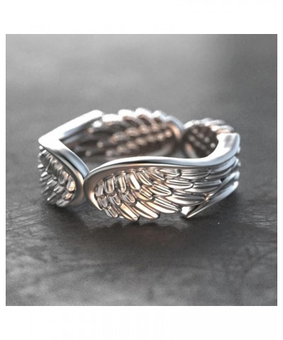 Angel Wing Ring 925 Sterling Silver Plated Feather Ring Minimalist Personalized Ring for Women Silver 7 $7.64 Rings