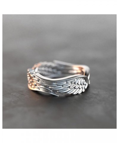 Angel Wing Ring 925 Sterling Silver Plated Feather Ring Minimalist Personalized Ring for Women Silver 7 $7.64 Rings