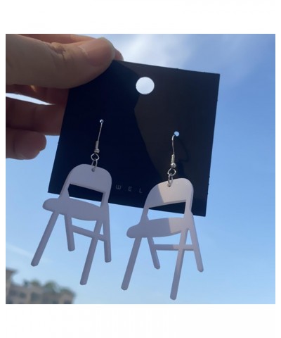 Simulation Chair Earrings Folding Chair Earrings for Women Fun Mini Acrylic Chair Drop Earrings Fashion Jewelry Earrings Whit...