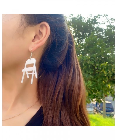 Simulation Chair Earrings Folding Chair Earrings for Women Fun Mini Acrylic Chair Drop Earrings Fashion Jewelry Earrings Whit...