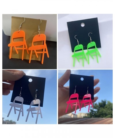 Simulation Chair Earrings Folding Chair Earrings for Women Fun Mini Acrylic Chair Drop Earrings Fashion Jewelry Earrings Whit...