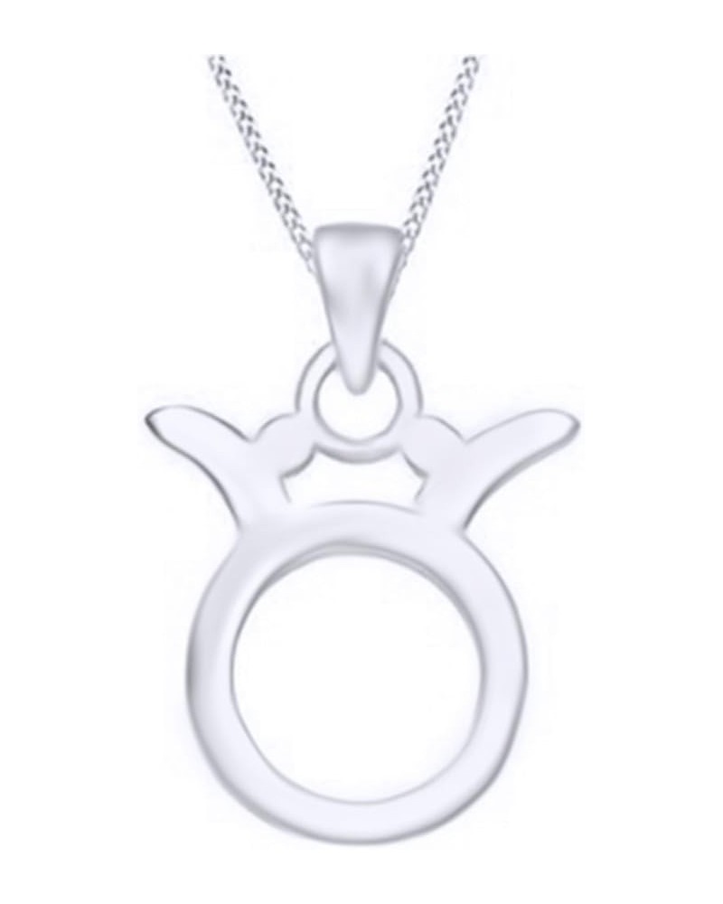 Jewel Zone US Zodiac Sign Astrology Constellation Charm Pendant Necklace in 14K White Gold Over Sterling Silver Taurus $19.07...