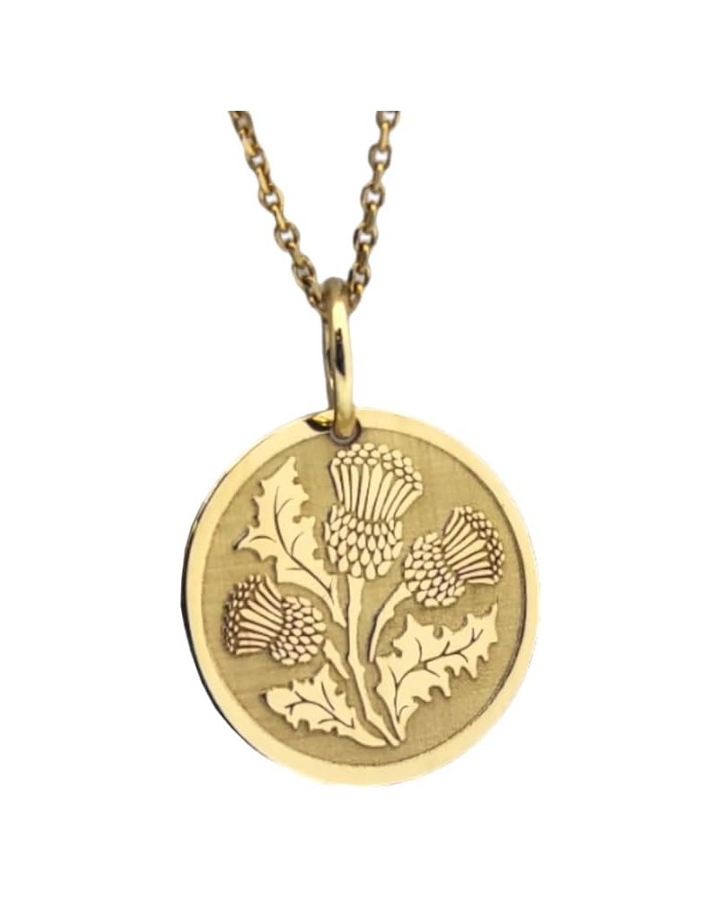 14K Solid Gold Thistle Pendant, Scottish Thistle Necklace 20 Inches Chain 0.55 inches / 13.9mm $84.73 Necklaces