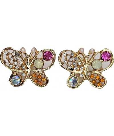 Butterfly w/Multi Colored Gems Stud Post Earrings - New - Pair! $5.89 Earrings