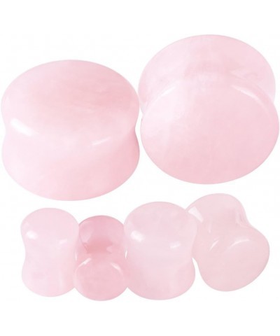 2pcs Stone Ear Gauges Flesh Tunnels Plugs Stretchers Expander Multi-styles 2g-5/8 12MM (1/2") | Rose Quartz $7.88 Body Jewelry