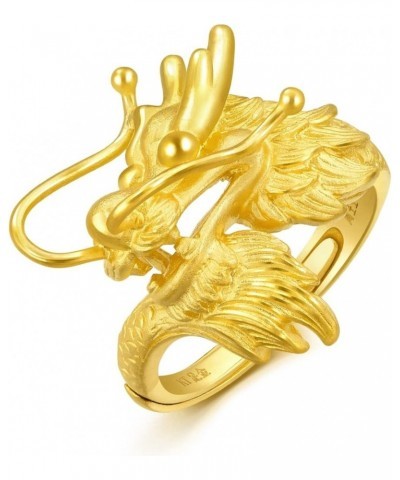 999.9 24K Solid Gold Price-by-Weight Gold Dragon & Phoenix Adjustable Ring for Women, Men and Wedding Occasion 86365R 86366R ...