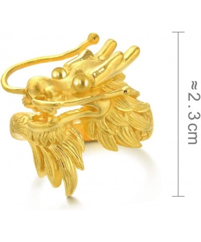 999.9 24K Solid Gold Price-by-Weight Gold Dragon & Phoenix Adjustable Ring for Women, Men and Wedding Occasion 86365R 86366R ...