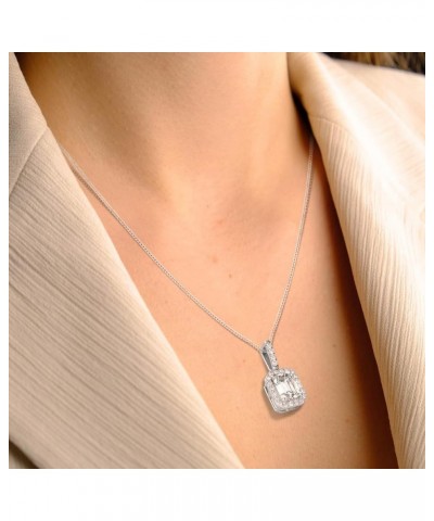 Solitaire Diamond Necklace with Lab-grown Diamond Set in 14K Gold, Color E-F Clarity VS1-VS2 0.645 Carat Emerald Halo Pendant...