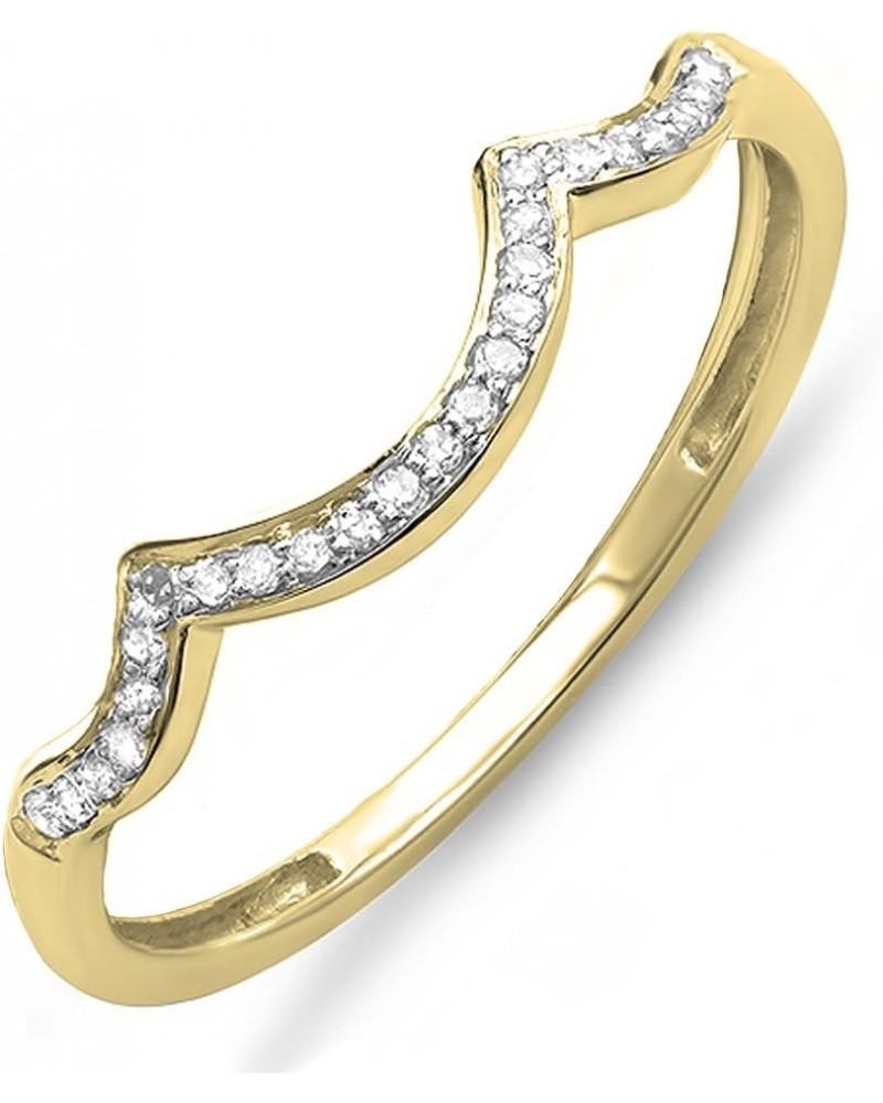 0.10 Carat (ctw) Round White Diamond Stackable Wedding Contour Band in 10K Gold 5.5 Yellow Gold $84.48 Bracelets