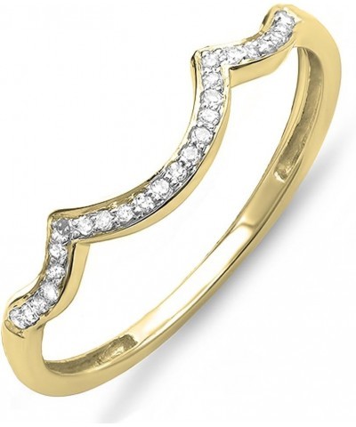 0.10 Carat (ctw) Round White Diamond Stackable Wedding Contour Band in 10K Gold 5.5 Yellow Gold $84.48 Bracelets