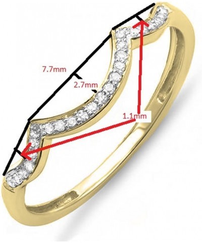 0.10 Carat (ctw) Round White Diamond Stackable Wedding Contour Band in 10K Gold 5.5 Yellow Gold $84.48 Bracelets