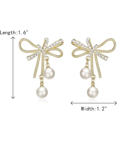 Elegant Simulated Pearl Crystal/Cubic Zirconia Dangle Earrings for Women Bride A-clear gold tone $11.59 Earrings