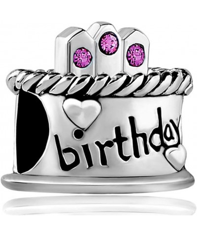 Happy Birthday Cake Charm Synthetic Crystal Candles Jan-december Simulated Birthstone Holiday Beads February $8.39 Bracelets