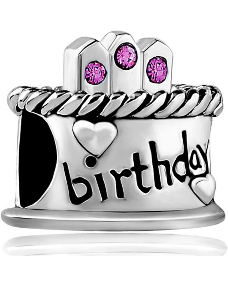 Happy Birthday Cake Charm Synthetic Crystal Candles Jan-december Simulated Birthstone Holiday Beads February $8.39 Bracelets