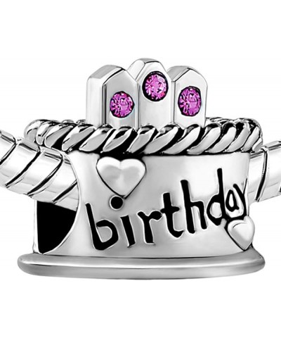 Happy Birthday Cake Charm Synthetic Crystal Candles Jan-december Simulated Birthstone Holiday Beads February $8.39 Bracelets