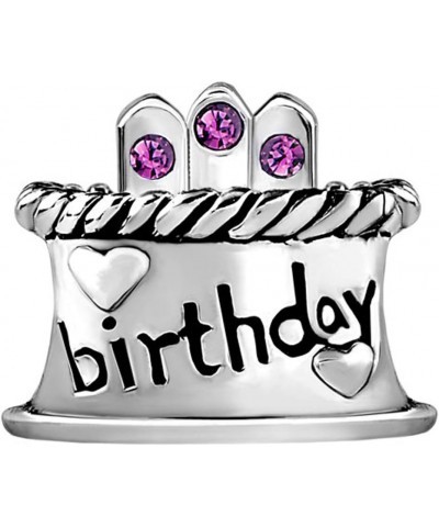 Happy Birthday Cake Charm Synthetic Crystal Candles Jan-december Simulated Birthstone Holiday Beads February $8.39 Bracelets