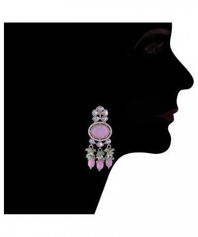 Gold-Plated Pink Kundan Beaded Jewellery Set for Women & Girls Pink $29.60 Jewelry Sets