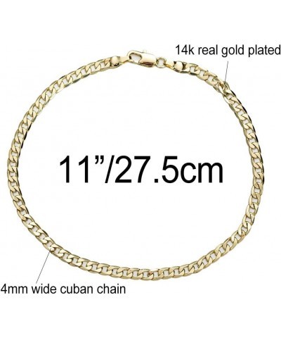 Gold Anklet Bracelets for Women Men 14K White Gold Plated Cuban Link Herringbone Paperclip Figaro Chain Ankle Bracelets for W...