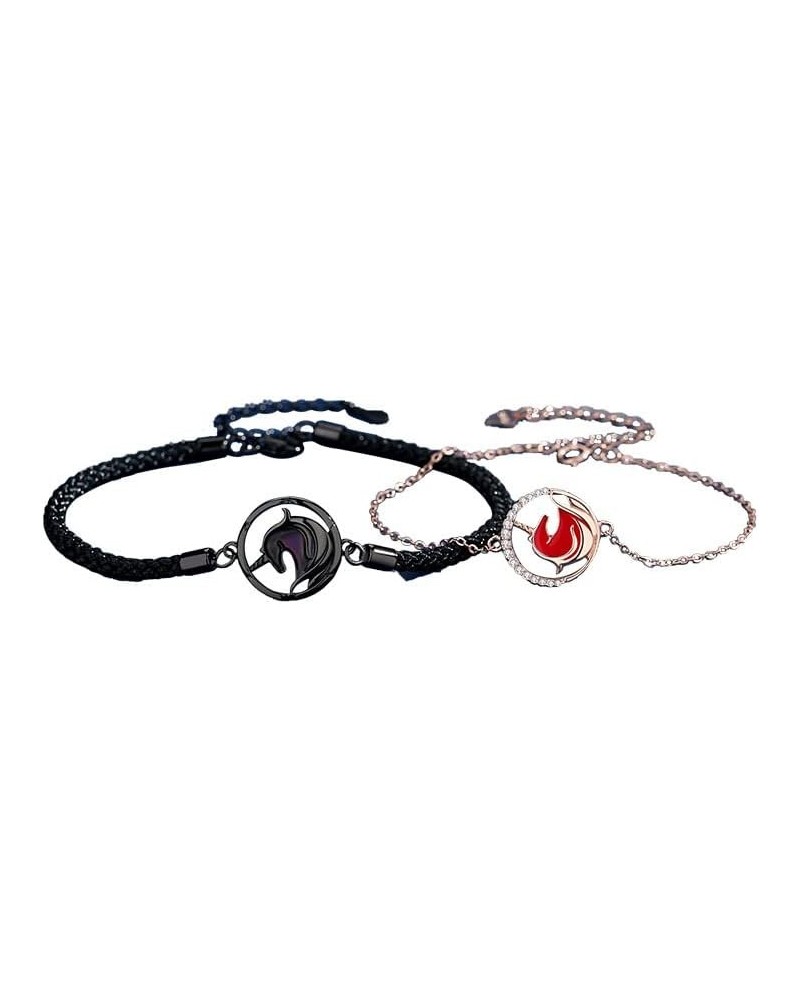 2PC/Set Matching Couple Bracelets Gifts for Men Women Him Bracelet Braided Leather Rope Bangle Wrist Adjustable Chain Fit 7-1...