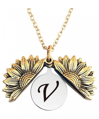 Sunshine engraved necklace letter sunflower pendant necklace jewelry Mother's Day gift female girlfriend V $7.75 Necklaces