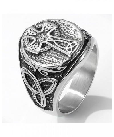 Retro Vintage Stainless Steel Christian Cross Celtic Knot Biker Vikings Cocktail Party Ring Silver $6.75 Rings