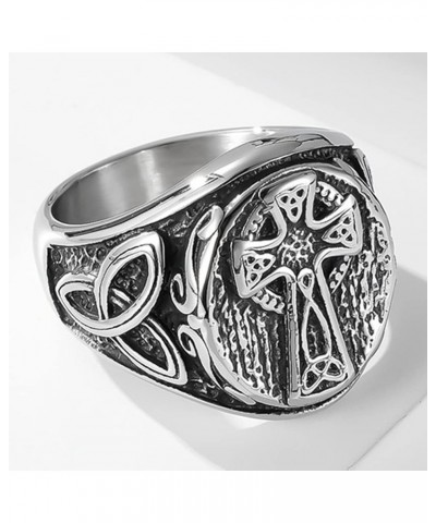 Retro Vintage Stainless Steel Christian Cross Celtic Knot Biker Vikings Cocktail Party Ring Silver $6.75 Rings