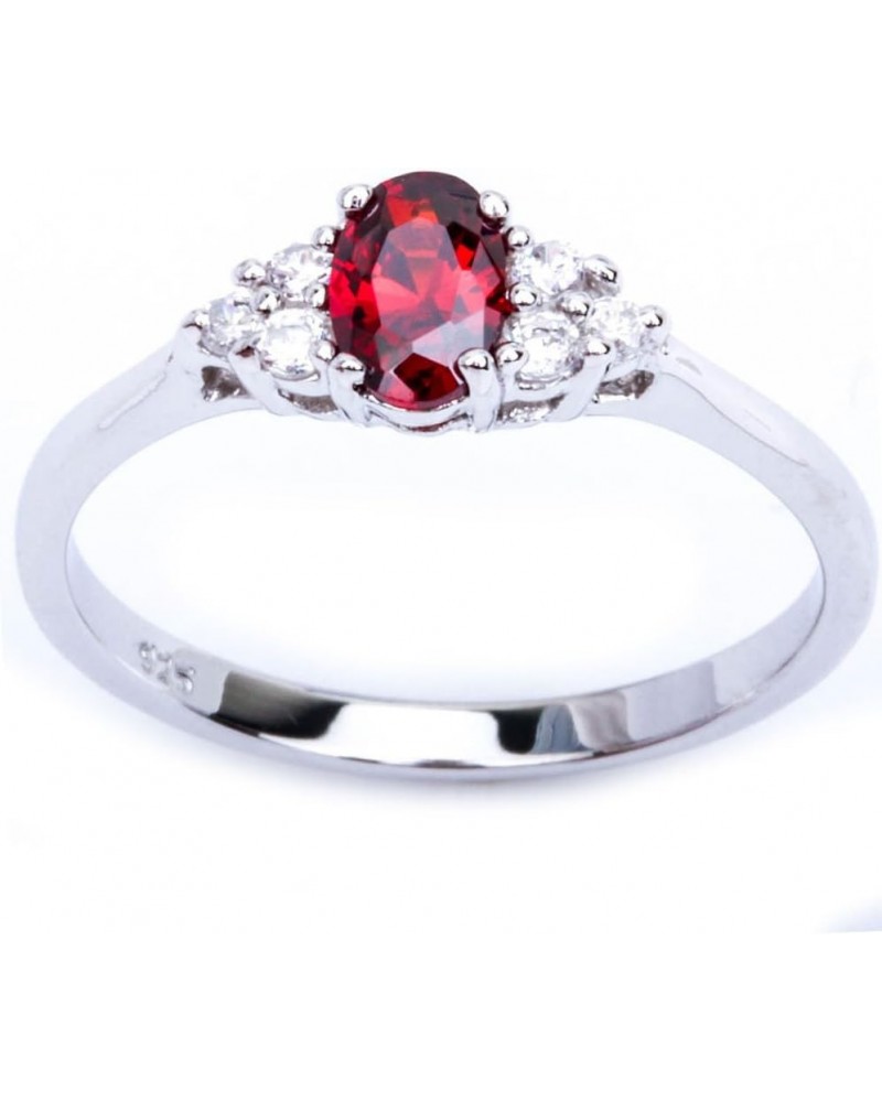 Oval Red Simulated Garnet & Cz Beautiful Fashion .925 Sterling Silver Ring Sizes 4-10 SRC16314 $11.59 Rings