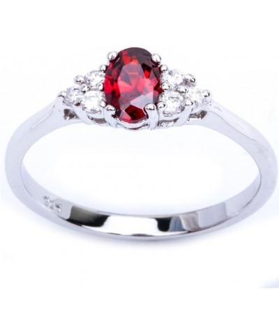 Oval Red Simulated Garnet & Cz Beautiful Fashion .925 Sterling Silver Ring Sizes 4-10 SRC16314 $11.59 Rings