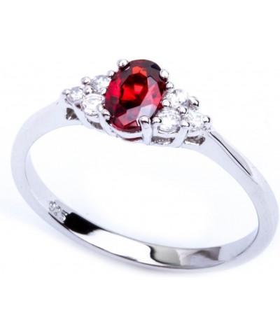 Oval Red Simulated Garnet & Cz Beautiful Fashion .925 Sterling Silver Ring Sizes 4-10 SRC16314 $11.59 Rings