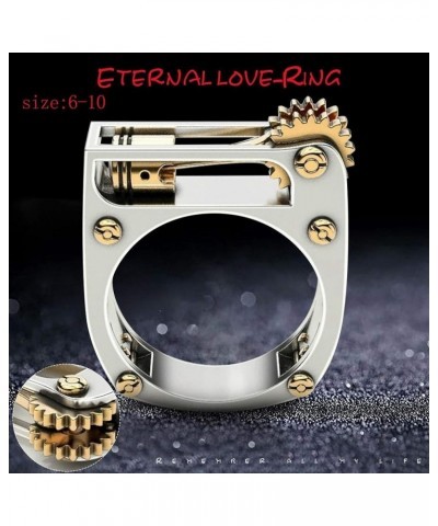 Women Mechanical Rings Carving Craft Motorcycle Single Cylinder Engine Ring Cool Punk Goth Jewelry (Silver, 7) Silver 8 $4.54...