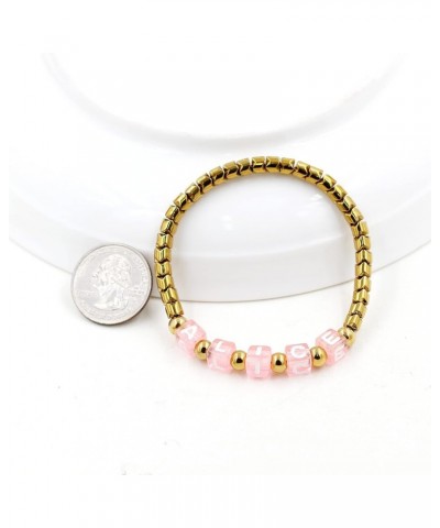 Personalized Custom Name Initial Letters Hematite Beads Bracelets for Women Men Best Friend Y1533 Gold, Pink Letter $8.31 Bra...