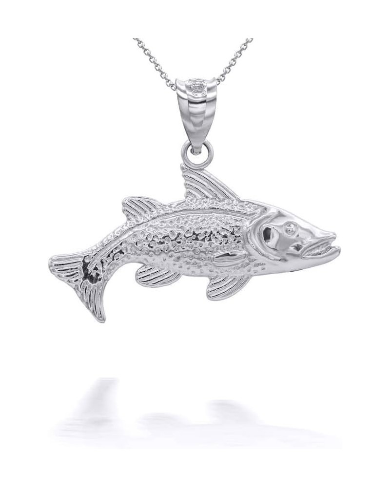 Trout Fish Pendant Necklace Real Solid 925 Sterling Silver Pendant + 22" Chain $14.35 Necklaces