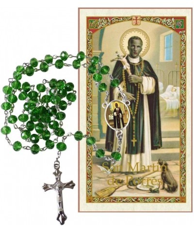 Saint Martin de Porres Patron of Those of Mixed Race Green Quartz Cristal Faceted Rondelle 8mm Beads Rosary with Silver Plate...