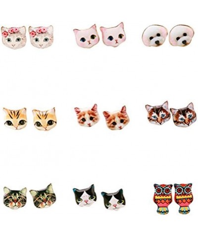 Girls Womens Cat Earrings Pretty Small Cute Kitty Studs - 3 Pairs Set Combo 5 $9.50 Earrings