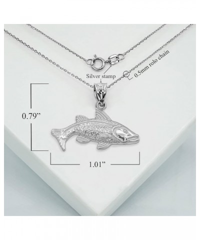 Trout Fish Pendant Necklace Real Solid 925 Sterling Silver Pendant + 22" Chain $14.35 Necklaces