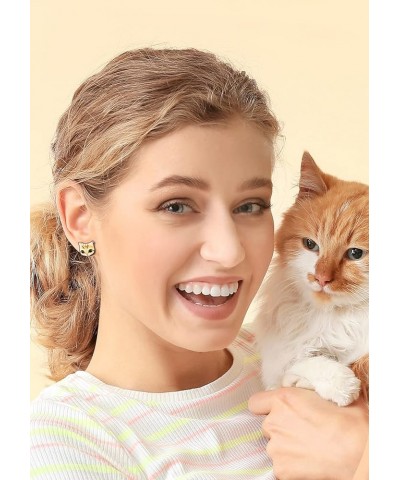 Girls Womens Cat Earrings Pretty Small Cute Kitty Studs - 3 Pairs Set Combo 5 $9.50 Earrings