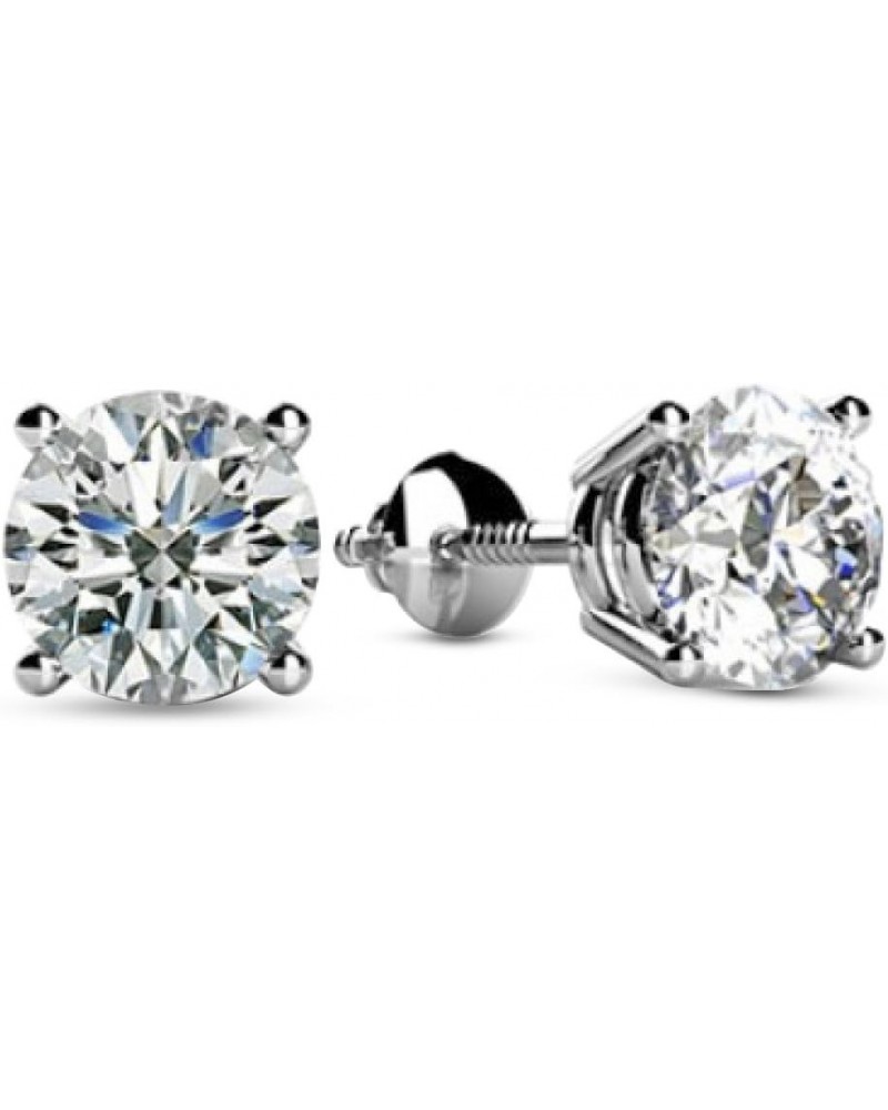 Natural Round Brilliant Solitaire Diamond Stud Earrings for Women 4 Prong Screw Back (G-H Color SI2-I1 Clarity) 0.25 Carat Pl...