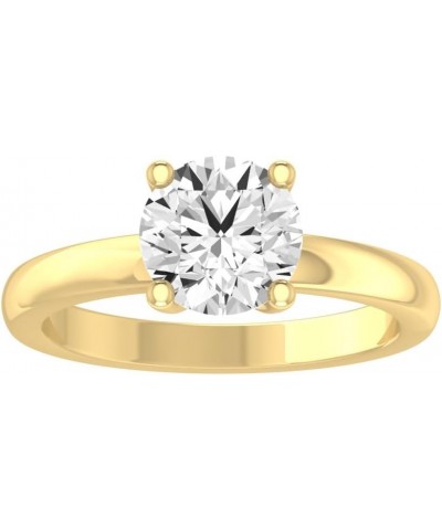 1 Carat - 2 Carat Lab Grown Diamond Solitaire Ring for Women |14K Yellow Gold Wedding Engagement Anniversary Band Ring | E-F ...