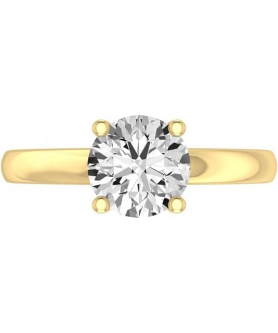 1 Carat - 2 Carat Lab Grown Diamond Solitaire Ring for Women |14K Yellow Gold Wedding Engagement Anniversary Band Ring | E-F ...