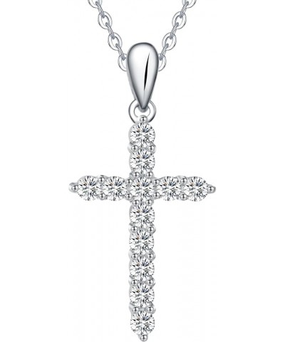 925 Sterling Silver Birthstone Cross Pendant Necklaces Silver 5A CZ Birthstone Cross Necklaces Birthstone Necklace for Women,...