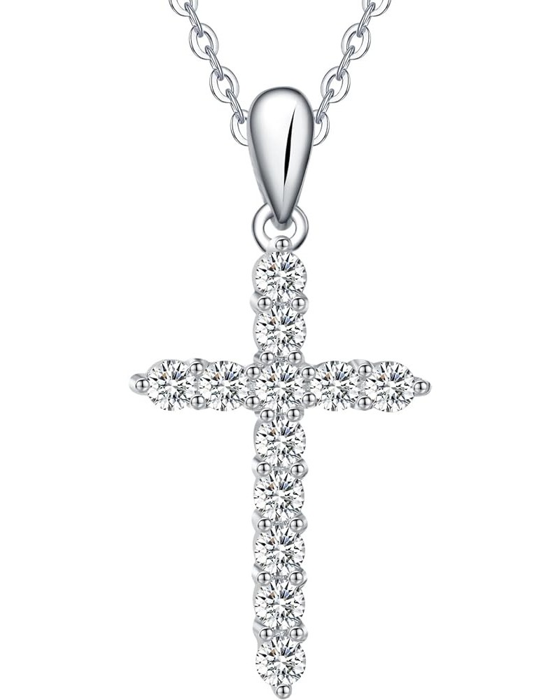 925 Sterling Silver Birthstone Cross Pendant Necklaces Silver 5A CZ Birthstone Cross Necklaces Birthstone Necklace for Women,...