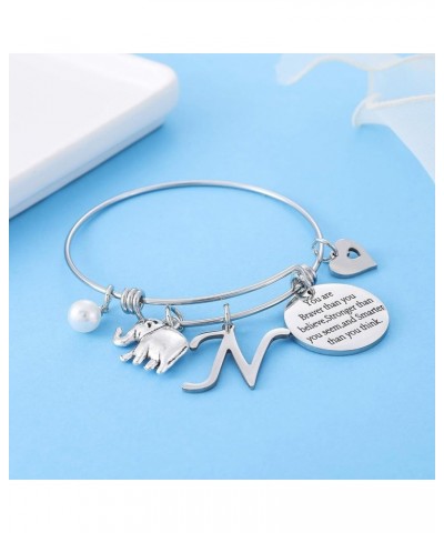 Initial Charm Bracelet Elephant Charm Bracelet Gifts for Women Girls Inspirational Bangle 26 Letters Alphabet Bracelets Heart...