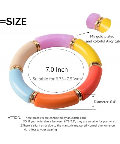 Bamboo Tube Bangles Bracelet Chunky Curved Stacking Clear Acrylic Colorful Beads Stretchable Friendship Gold Bracelets Gift F...