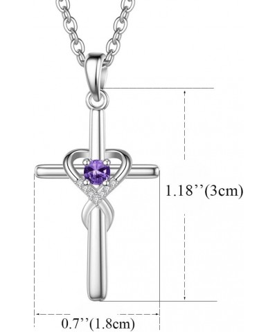 Silver Birth Stones Cross Necklace for Women Infinity Heart Religious Faith Zircon Cross Necklace for Ladies Jewelry Gifts 18...