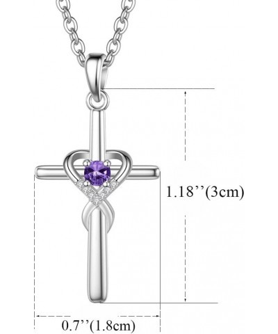 Silver Birth Stones Cross Necklace for Women Infinity Heart Religious Faith Zircon Cross Necklace for Ladies Jewelry Gifts 18...