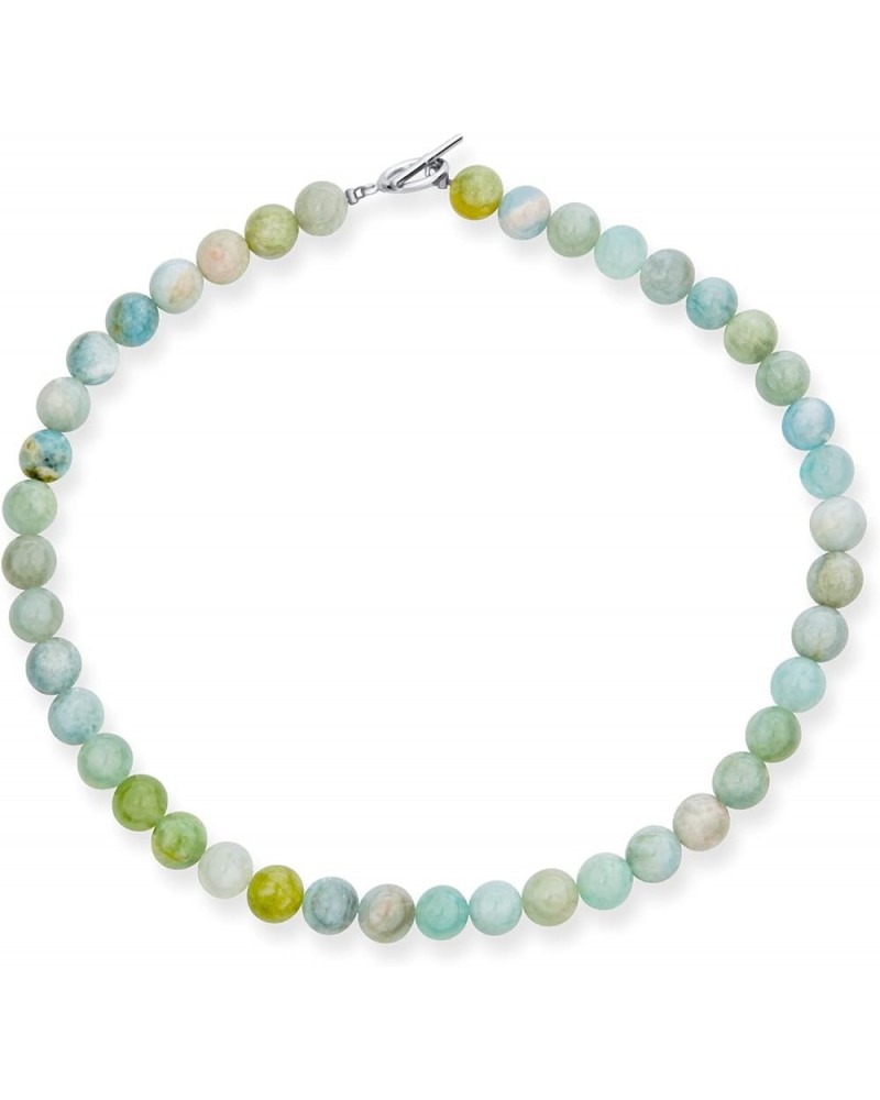 Simple Classic Hand Knotted Created Semi Precious Gemstone Round Ball 10MM Bead Strand Necklace Western Jewelry For Women Tog...