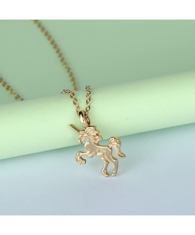 Cute Animal Image Pendant Necklace, Wish Card with Blessing Message, Best Friendship Gift for Women Girls Unicorn Gold $5.49 ...